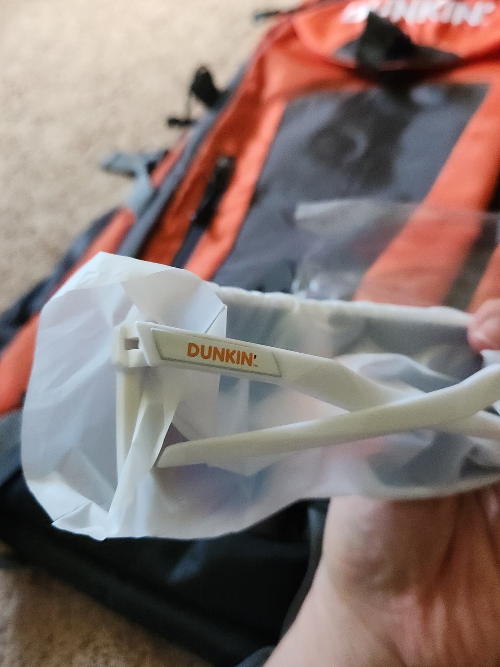 Dunkin Limited Edition orange Backpack Lightweight Collectible + Sunglasses! New - Picture 7 of 10
